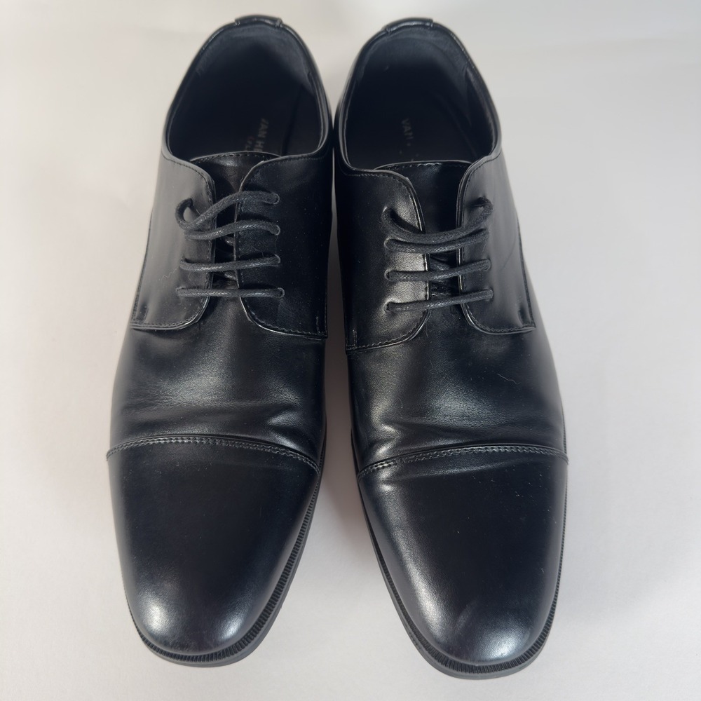 VAN HEUSEN Turk Mens 9M Black Cap Toe Oxford Dress Shoes Memory Foam Flex